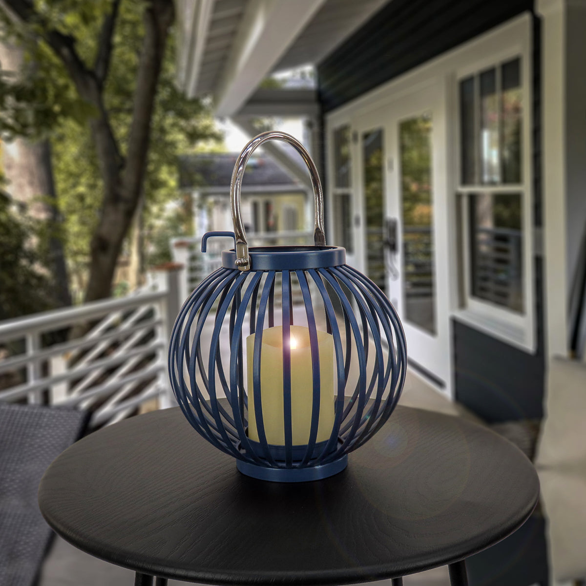 Dark Blue Modern Candle Lantern, 25 cm