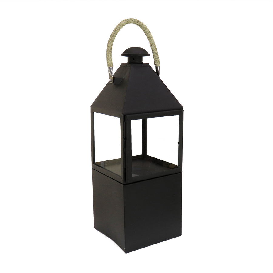 Matte Black Glass Lantern, 74 cm