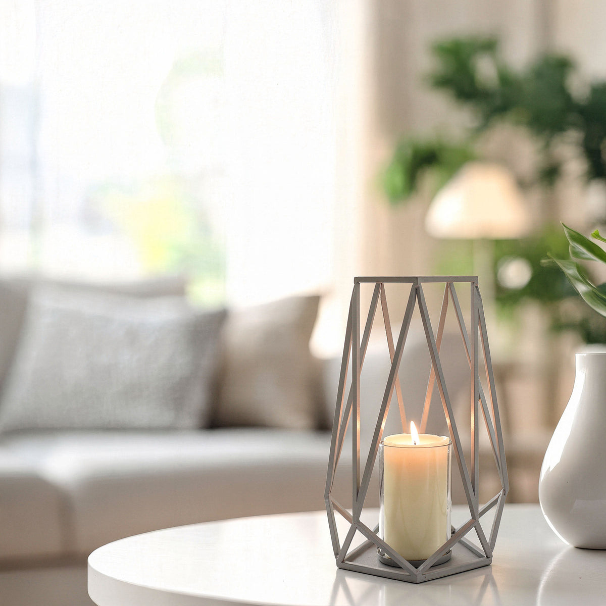 Glacier Grey Steel Candle Lantern, 30 cm