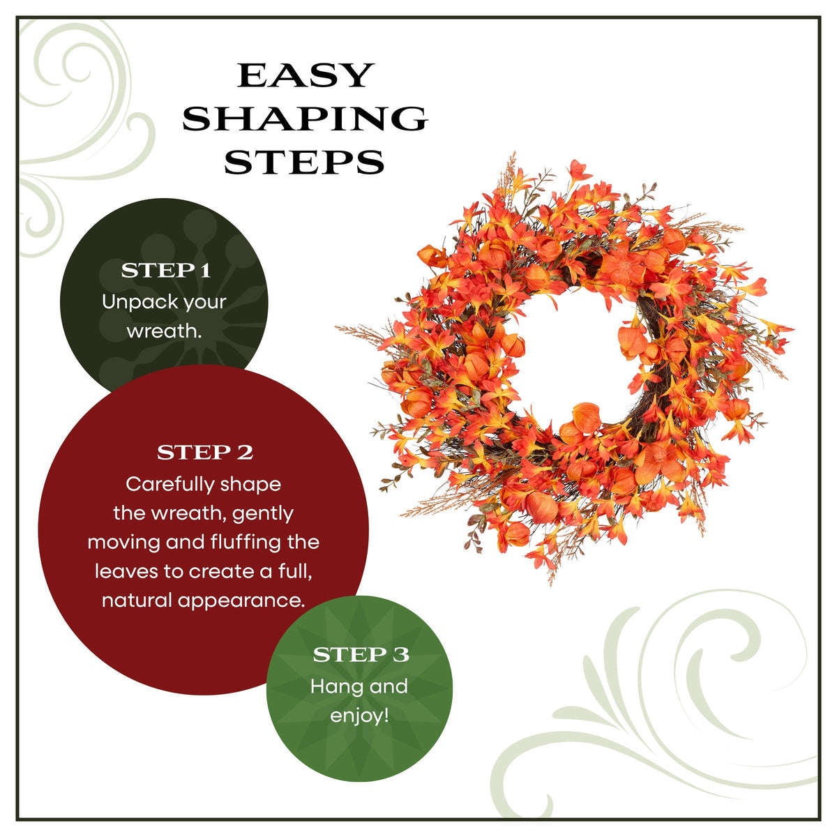 56 cm Autumn Wreath with Orange Lantern