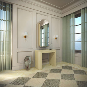 Curved Wall Mirror with Table Leaf Storage