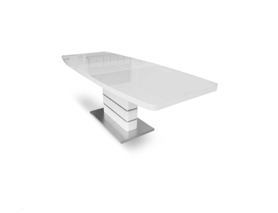 White Glass Extending Dining Table, Seats 6 to 10
