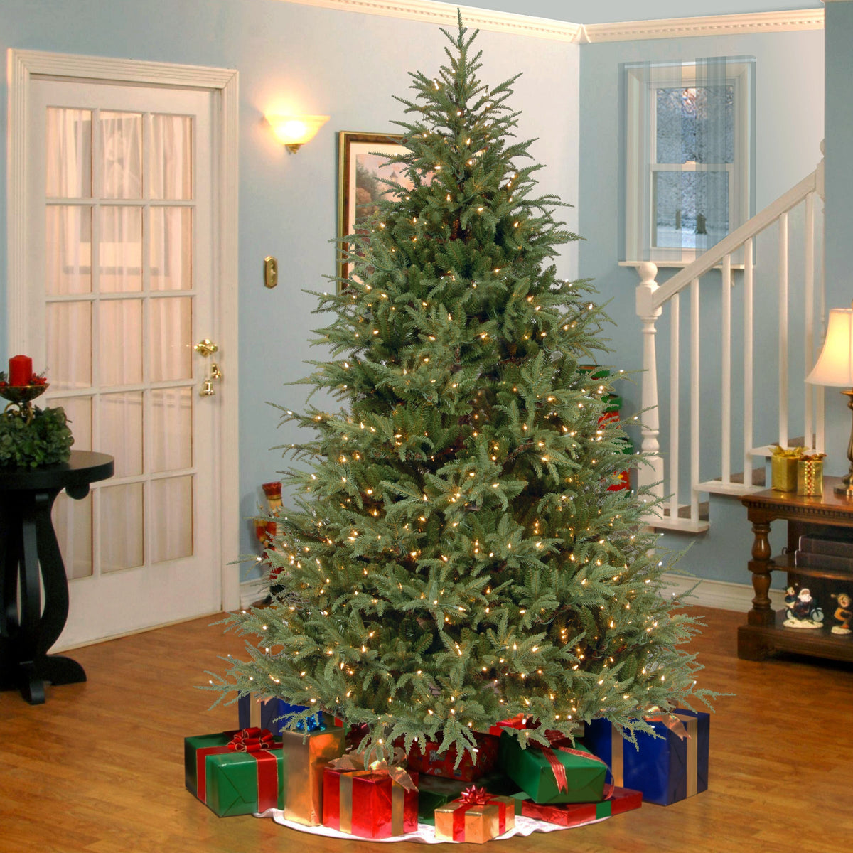 9ft Pre Lit Realistic Grand Fir Christmas Tree, Clear Lights