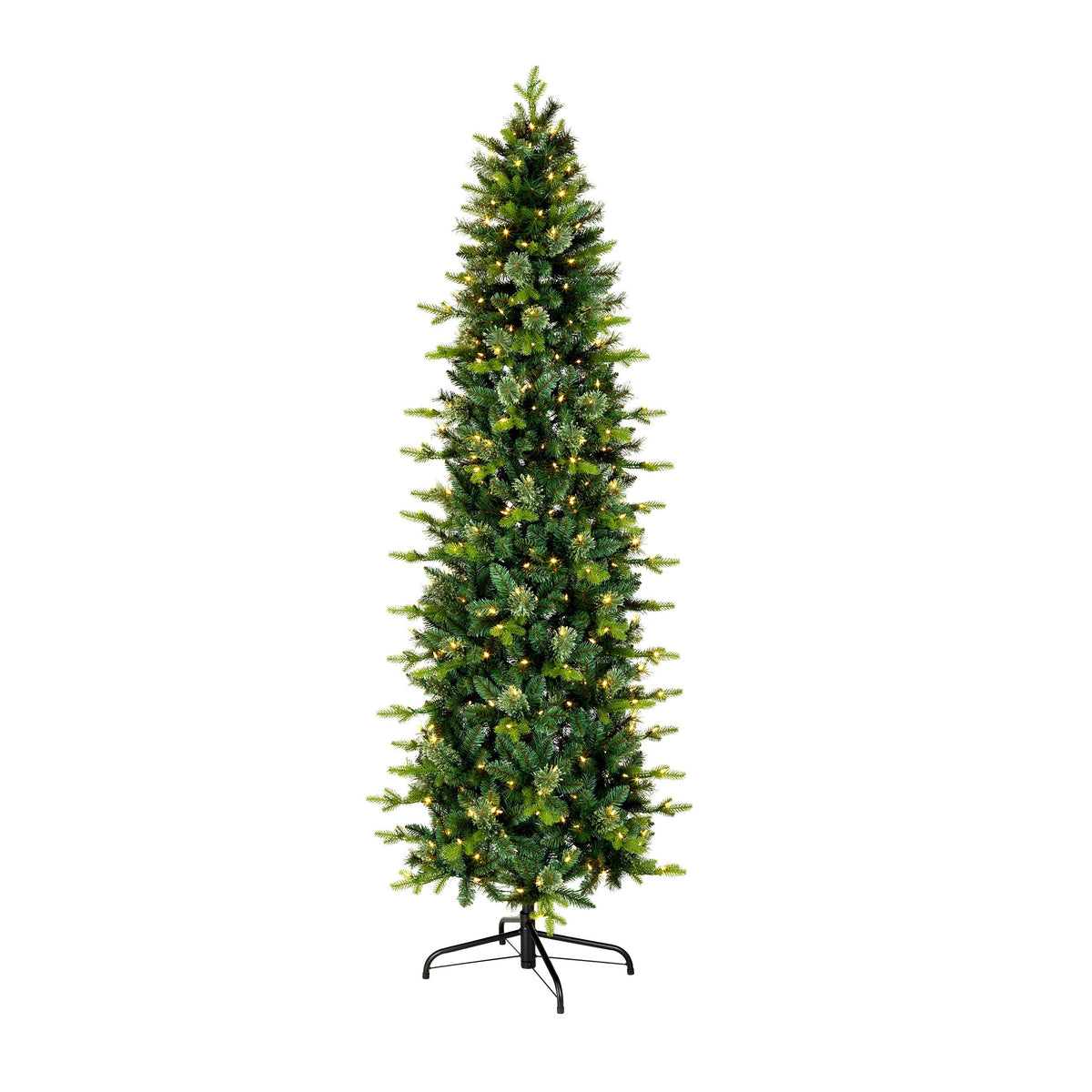 7.5ft Pre Lit Pencil Slim Fir Christmas Tree, Clear Lights