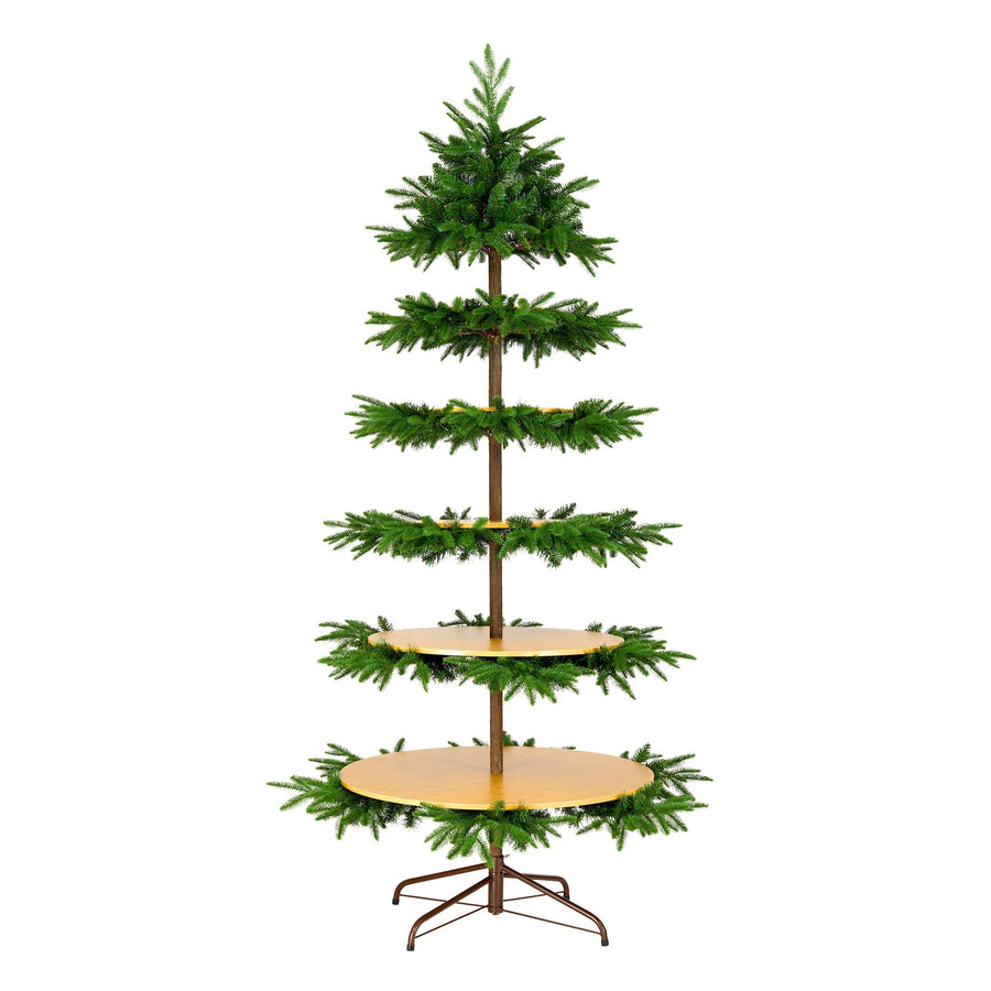 7.5ft Slim Platform Christmas Tree with Bamboo Display Shelves
