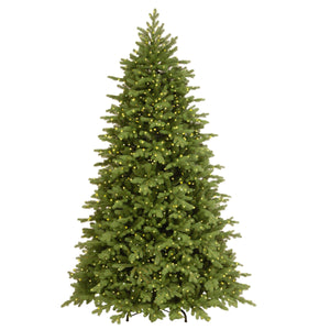 7.5ft Pre Lit Deluxe Fraser Fir Hinged Christmas Tree, Dual Colour LED