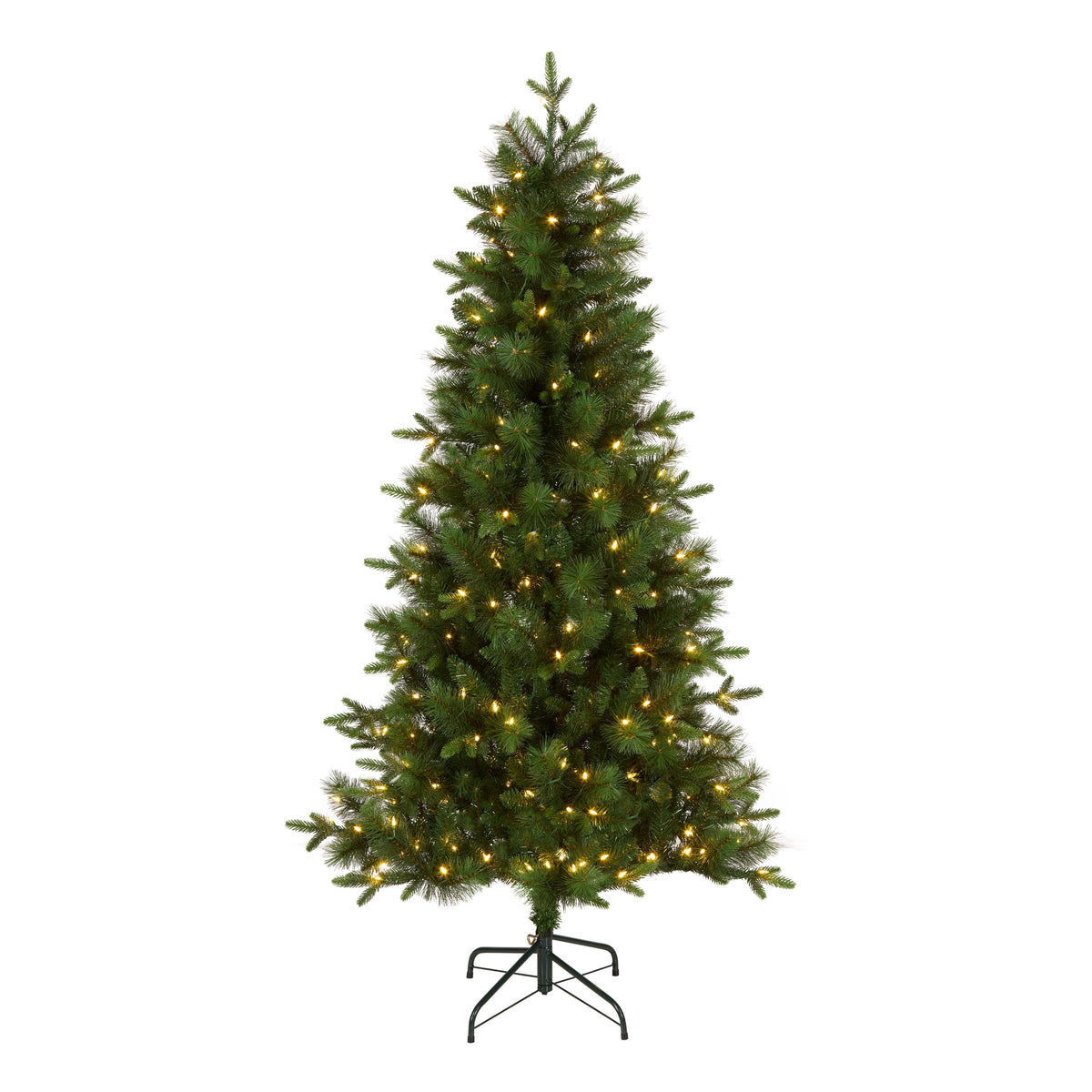 6ft Pre Lit Natural Pine Christmas Tree, Warm White LED