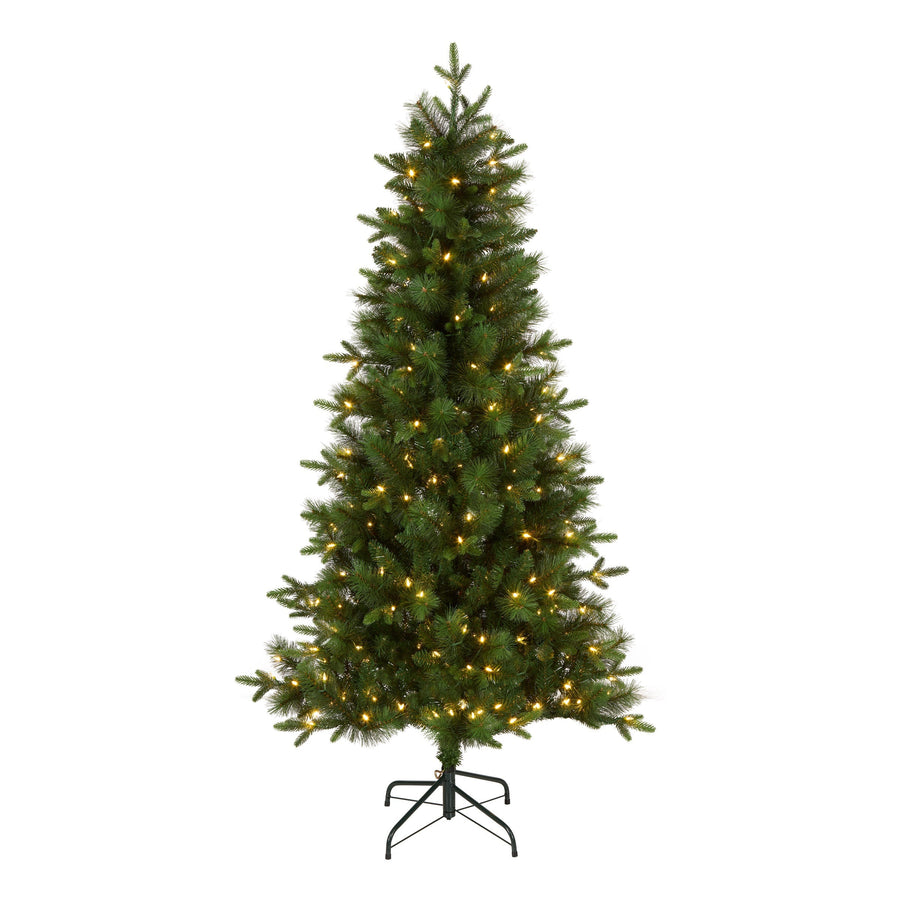 6ft Pre Lit Natural Pine Christmas Tree, Warm White LED
