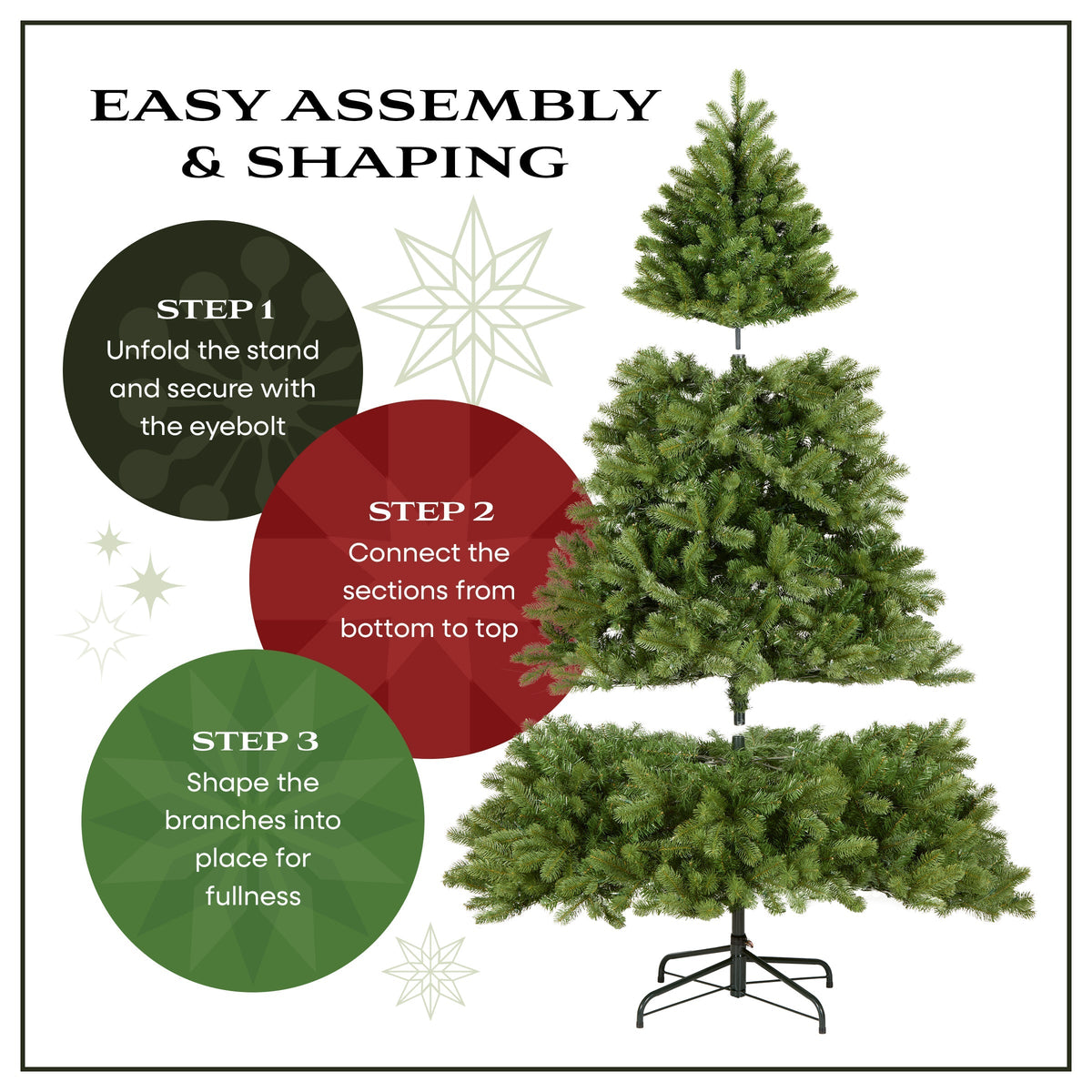 6ft Pre Lit Natural Pine Christmas Tree, Warm White LED