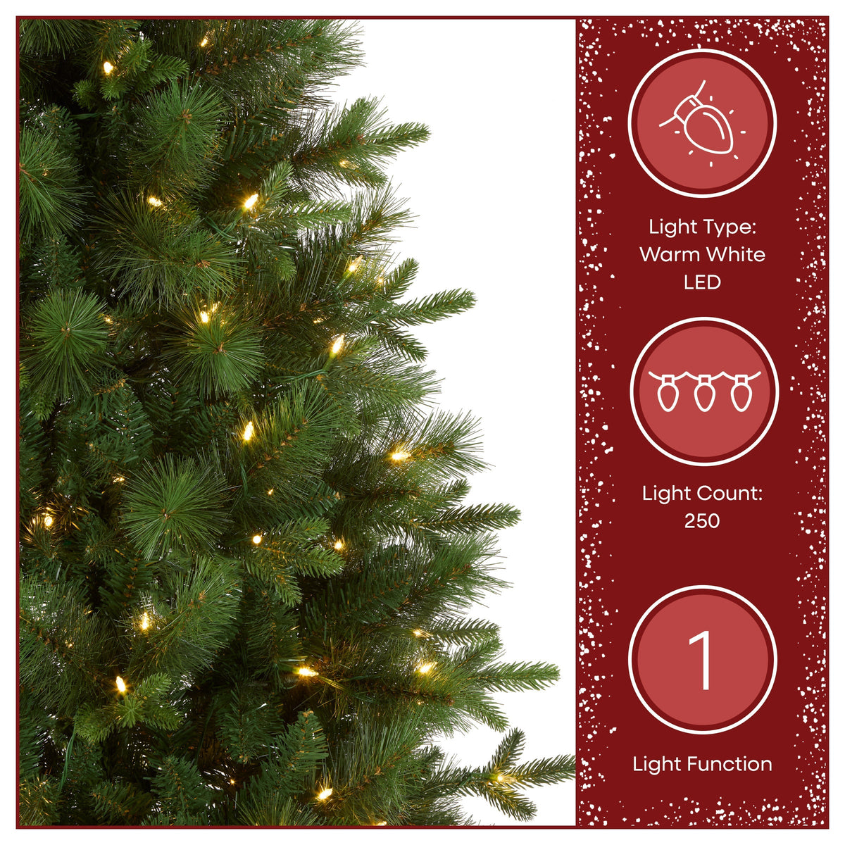 6ft Pre Lit Natural Pine Christmas Tree, Warm White LED