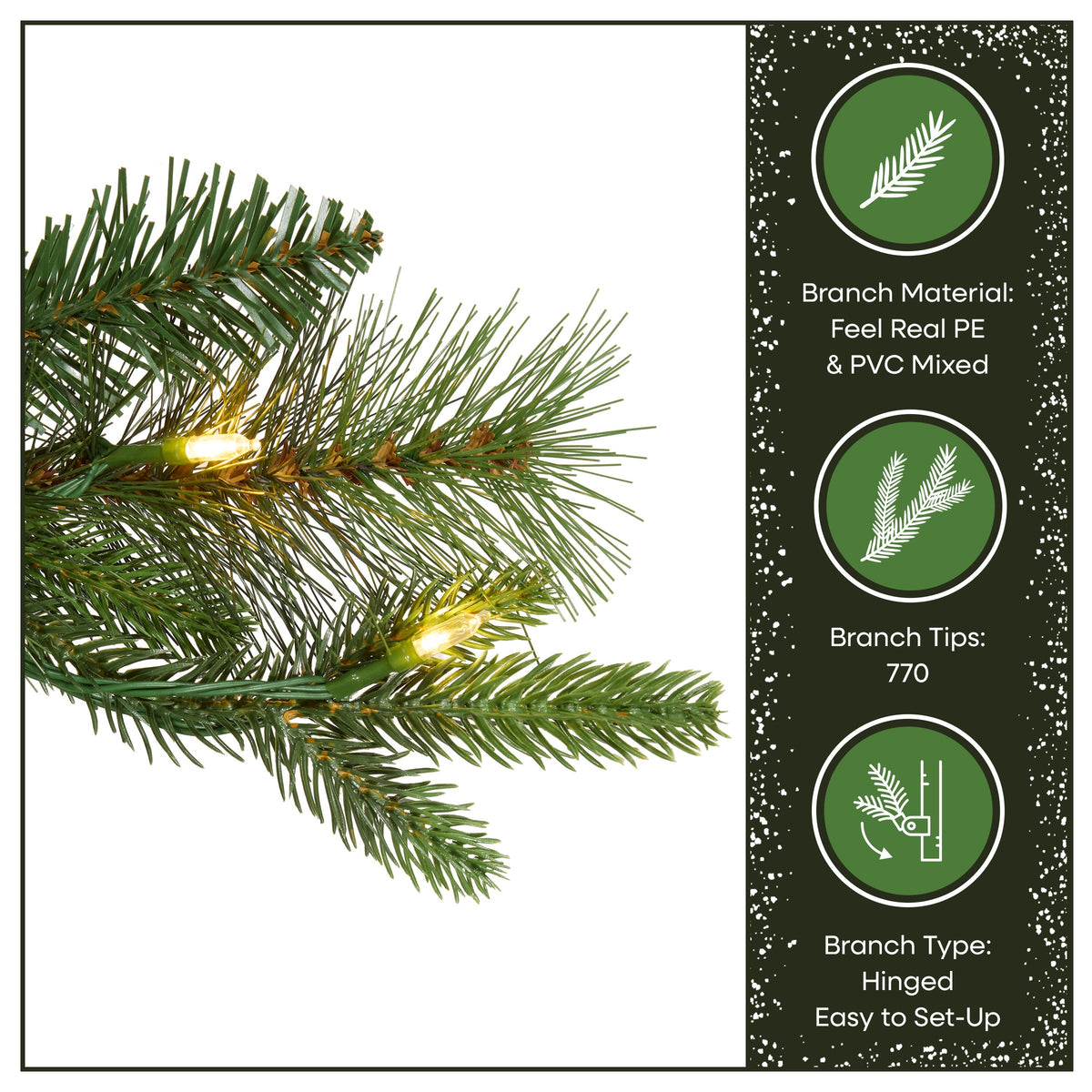 6ft Pre Lit Natural Pine Christmas Tree, Warm White LED