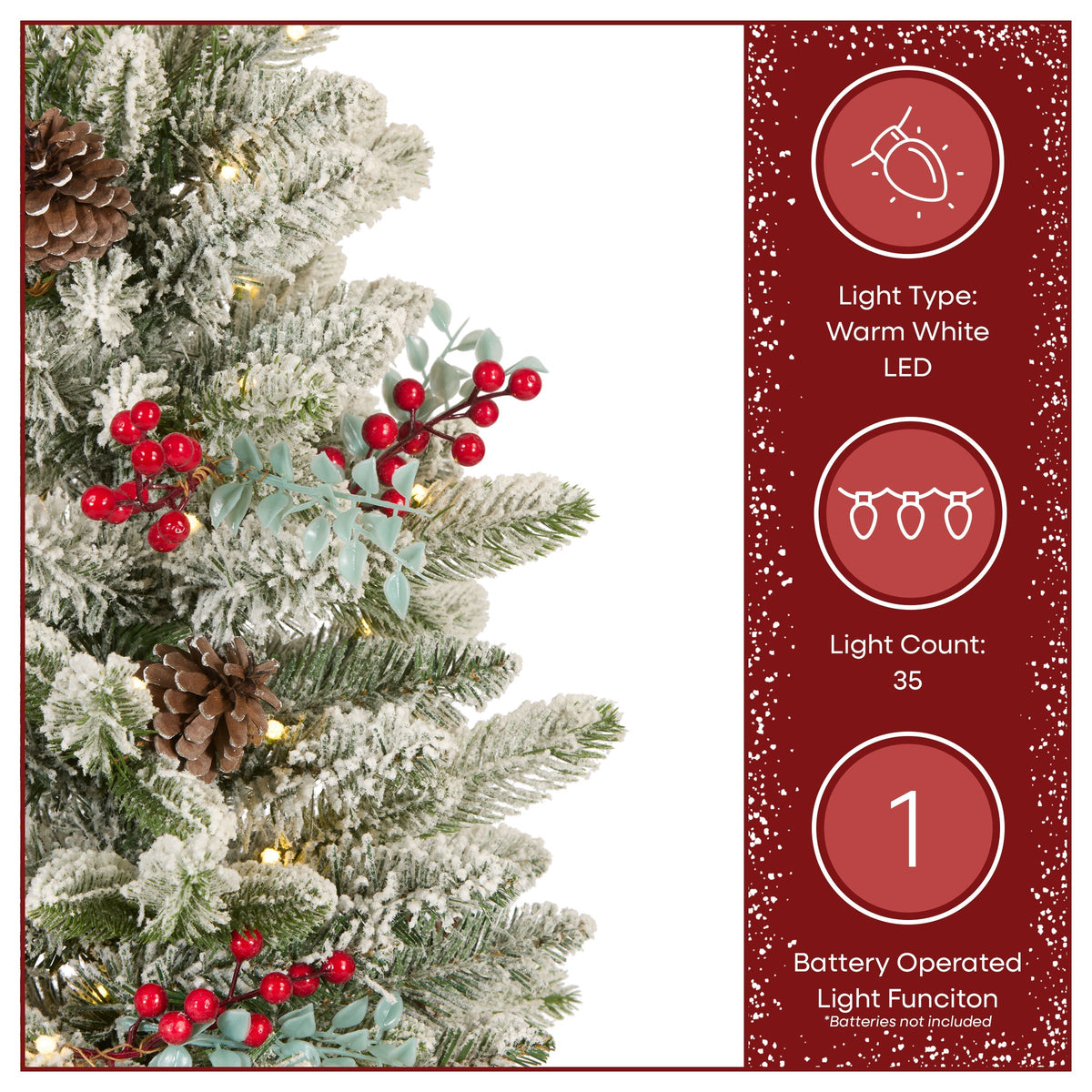 2ft Pre Lit Mini Frosted Christmas Tree in Hessian Base