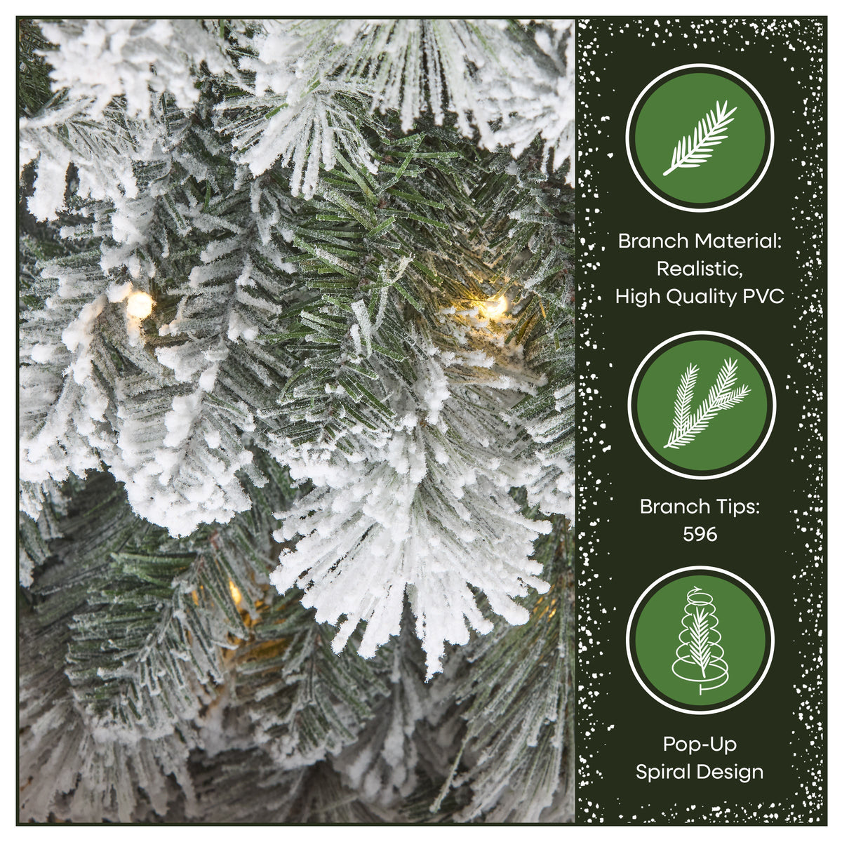 6ft Pre Lit Pop Up Snowy Pine Christmas Tree, Warm White LED