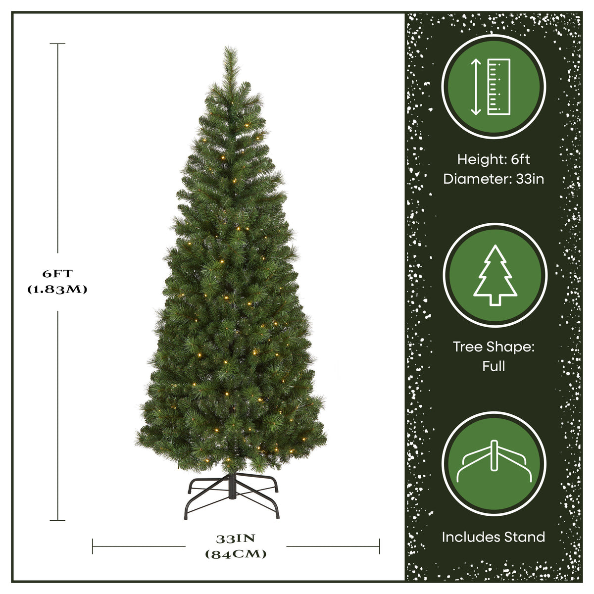 6ft Pre Lit Pop Up Pine Christmas Tree, Warm White LED