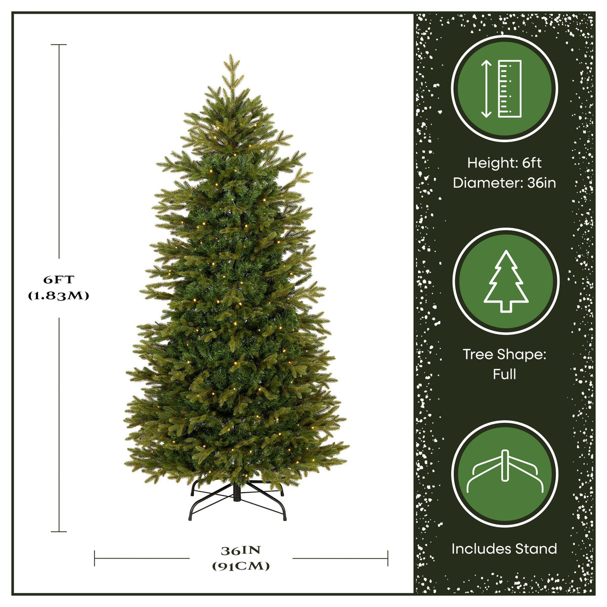 6ft Pre Lit Pop Up Christmas Tree, Sets Up in 1 Minute, Warm White LED