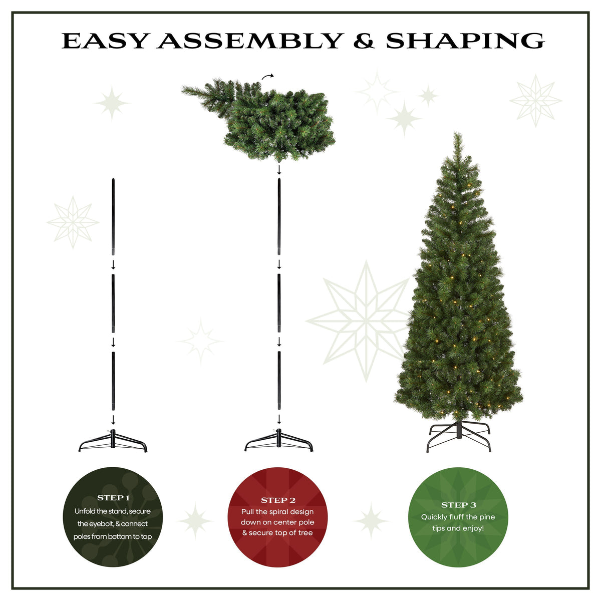 6ft Pre Lit Pop Up Christmas Tree, Sets Up in 1 Minute, Warm White LED