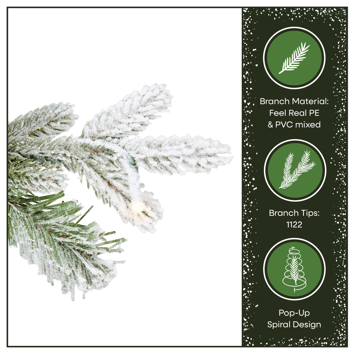 6ft Pre Lit Pop Up Frosted Christmas Tree, Warm White LED