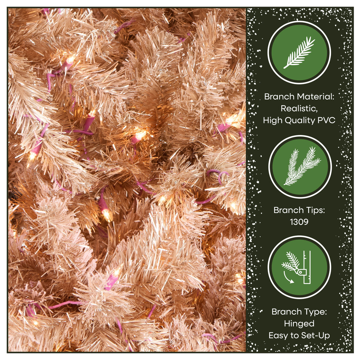 7.5ft Pre Lit Pink Flocked Christmas Tree, Clear Lights