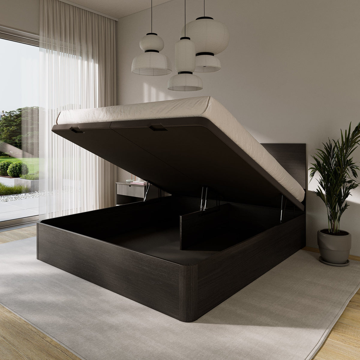 Cama con almacenaje otomana elevable, tamaño Super King Reino Unido