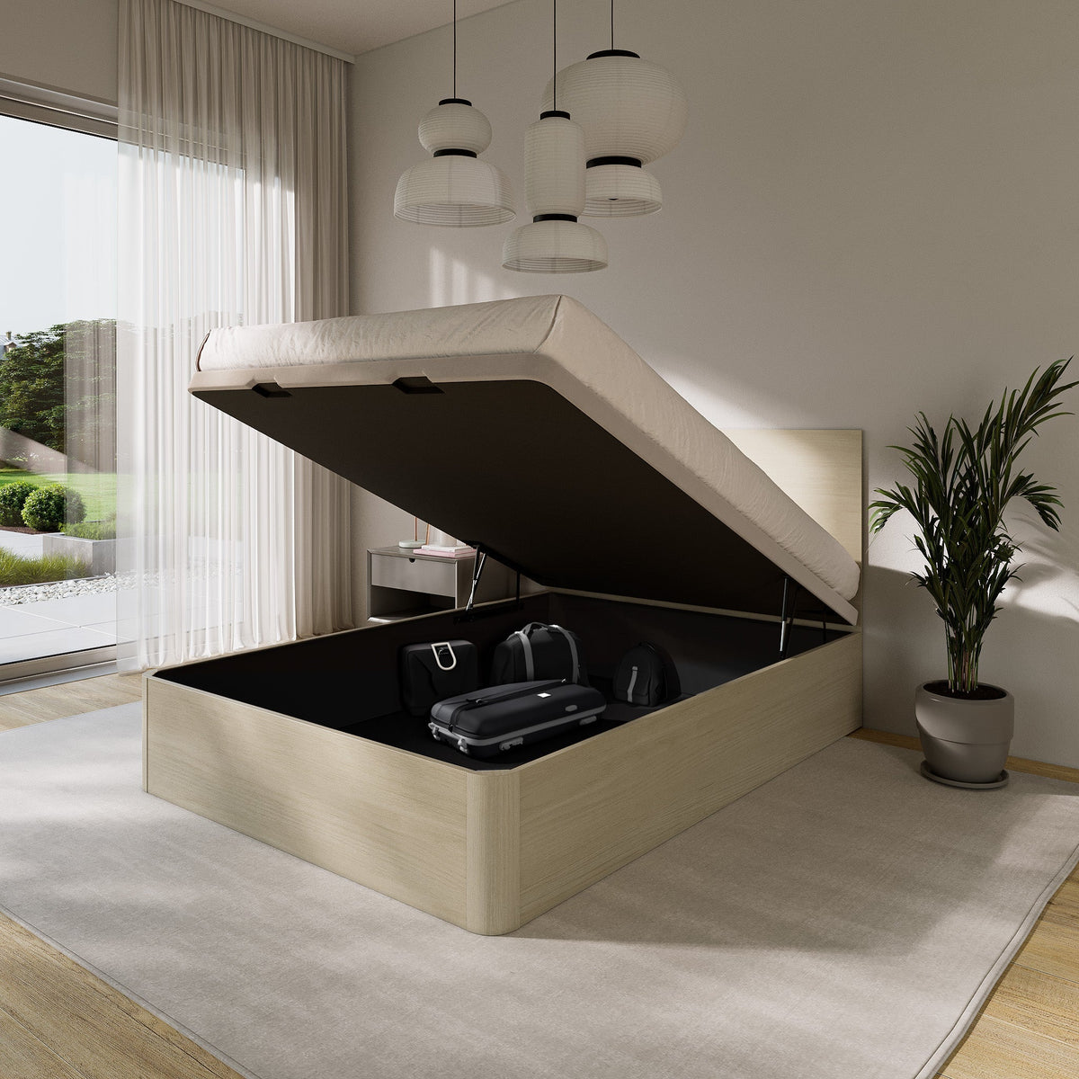 Lift Up Ottoman Storage Bed, UK King Size