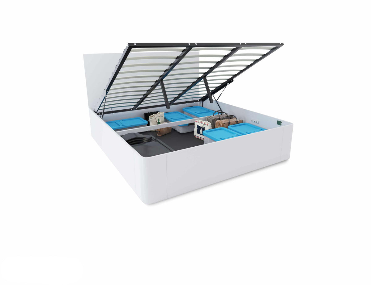 Gas Lift Ottoman Storage Bed with Tall Headboard, UK Super King