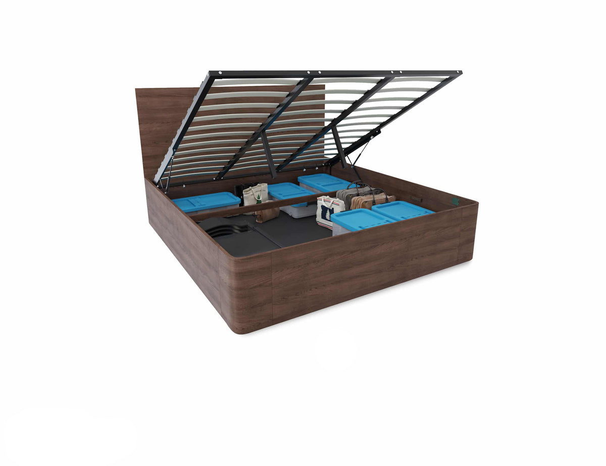 Gas Lift Ottoman Storage Bed with Tall Headboard, UK Super King