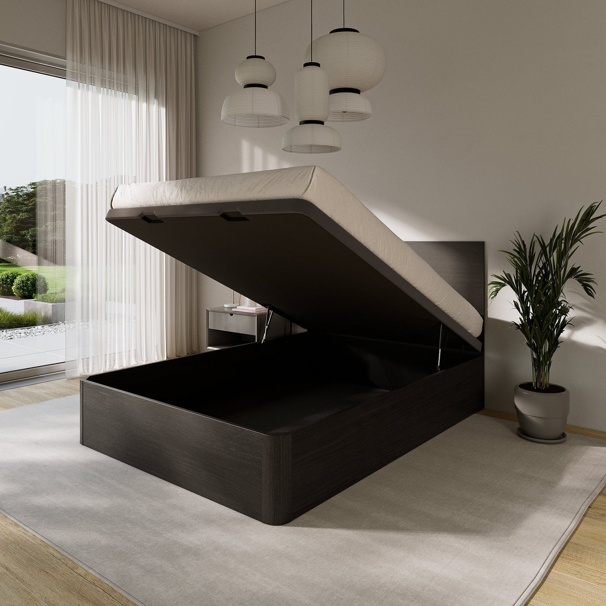 Lift Up Ottoman Storage Bed, UK King Size