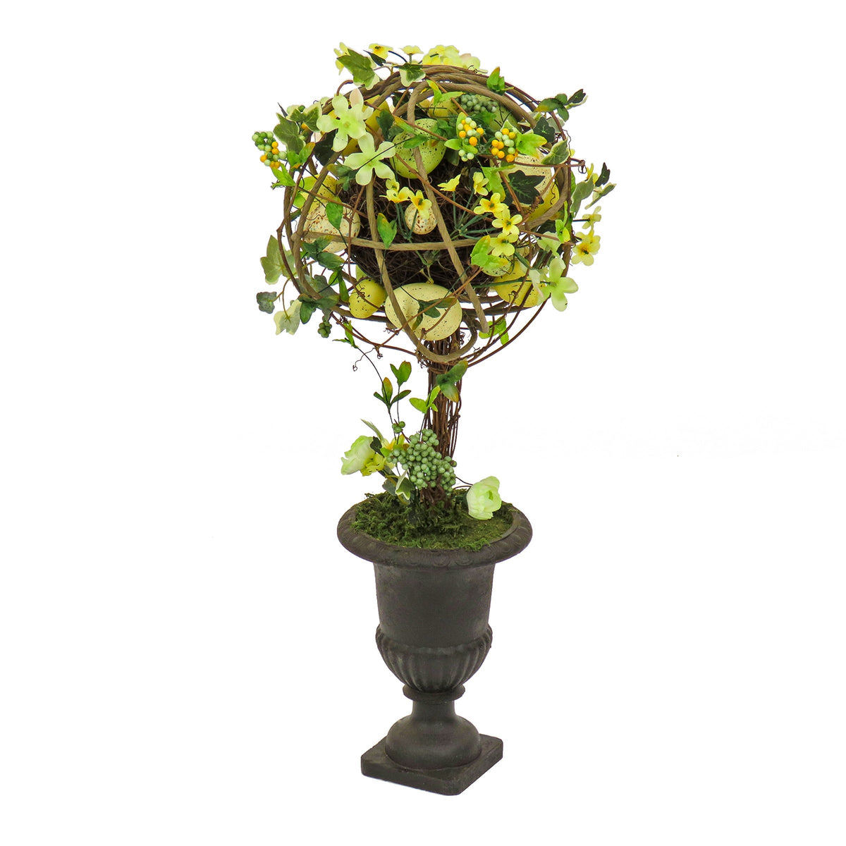 Easter Topiary Ball with Flowers and Pastel Eggs, 66 cm