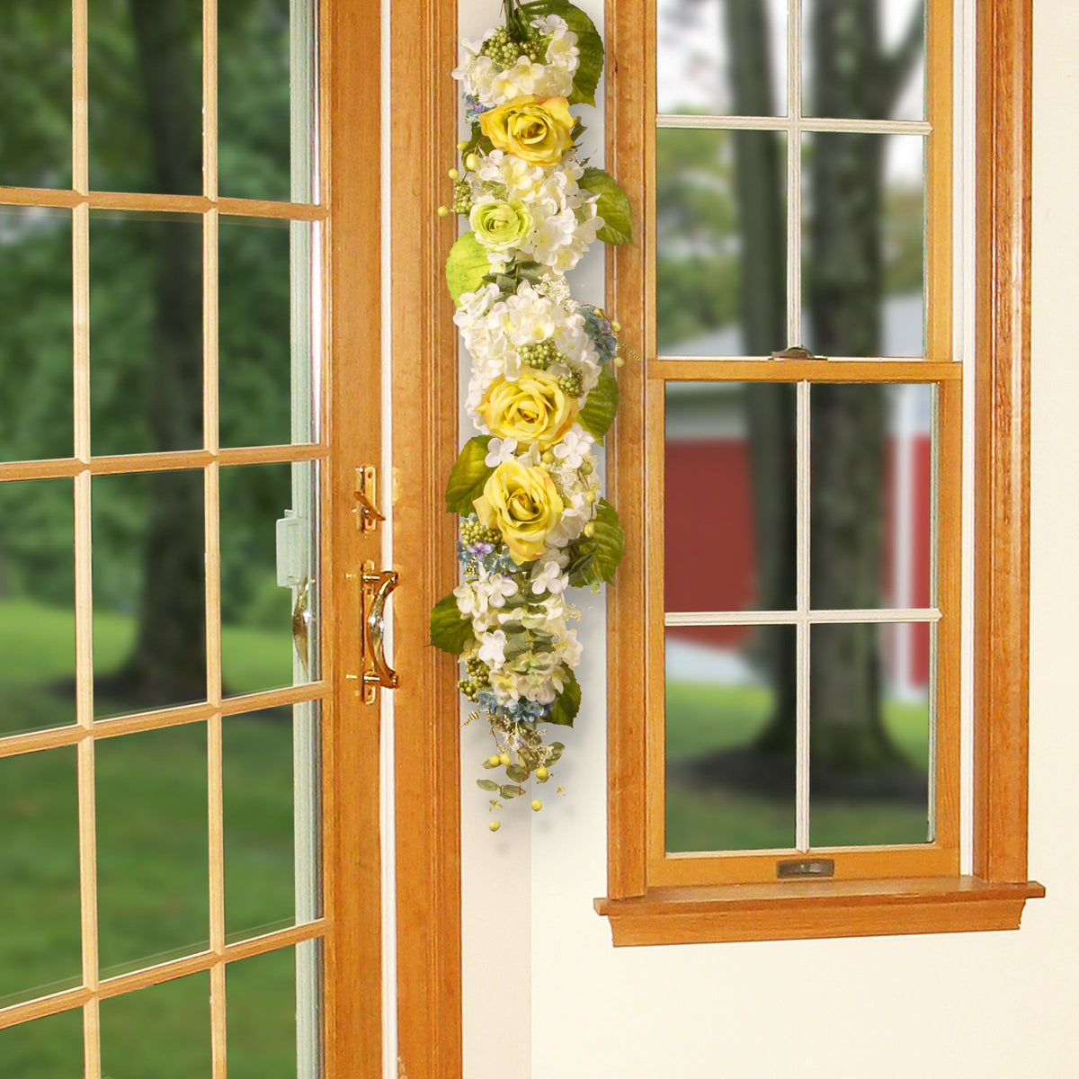 Artificial Floral Garland with Roses and Hydrangeas, 122 cm