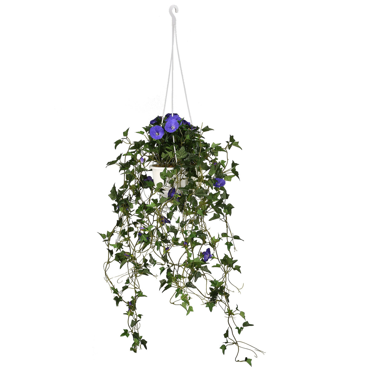 Artificial Hanging Plant with Morning Glory Flowers, 112 cm