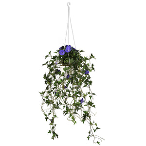 Artificial Hanging Plant with Morning Glory Flowers, 112 cm