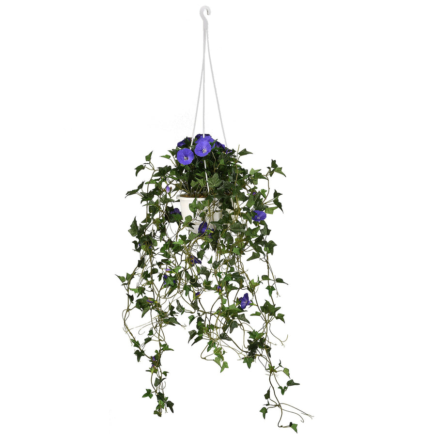 Artificial Hanging Plant with Morning Glory Flowers, 112 cm
