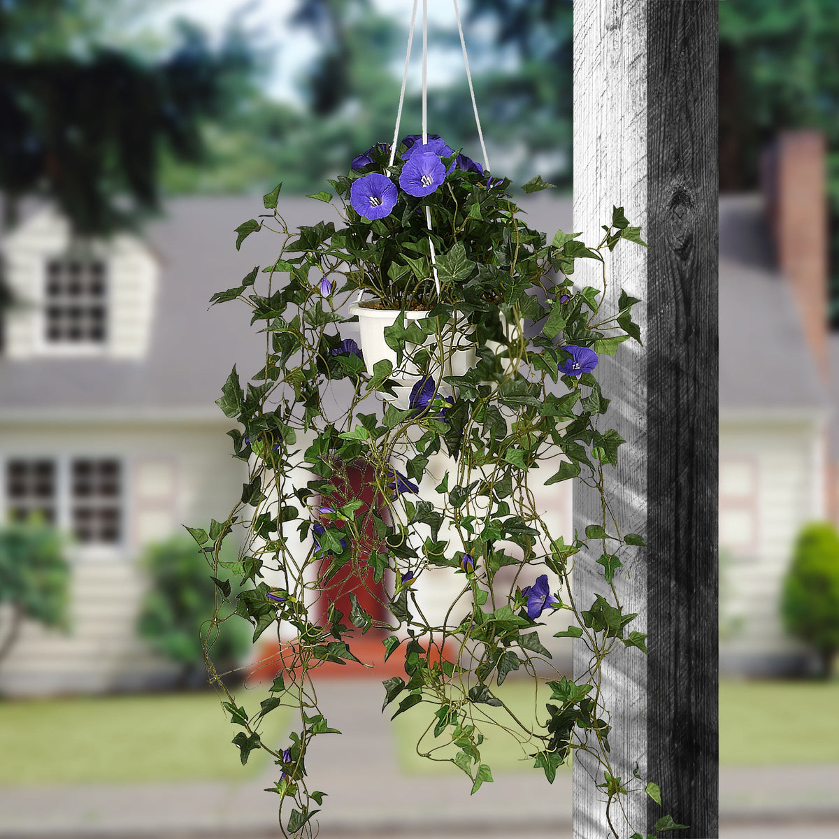 Artificial Hanging Plant with Morning Glory Flowers, 112 cm
