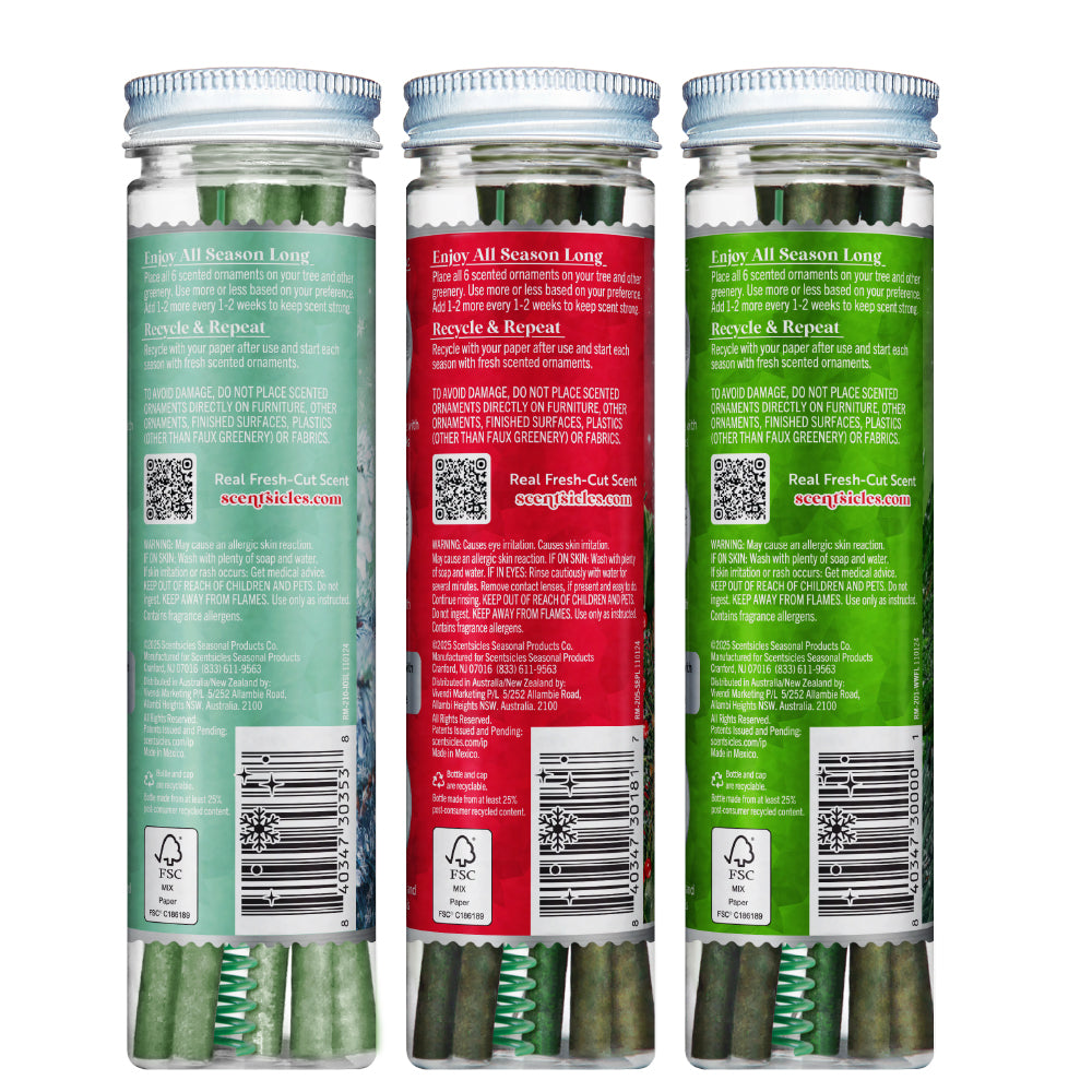 Christmas Tree Scent Sticks Trio, Fir, Snowberry Pine and Icicles on Spruce
