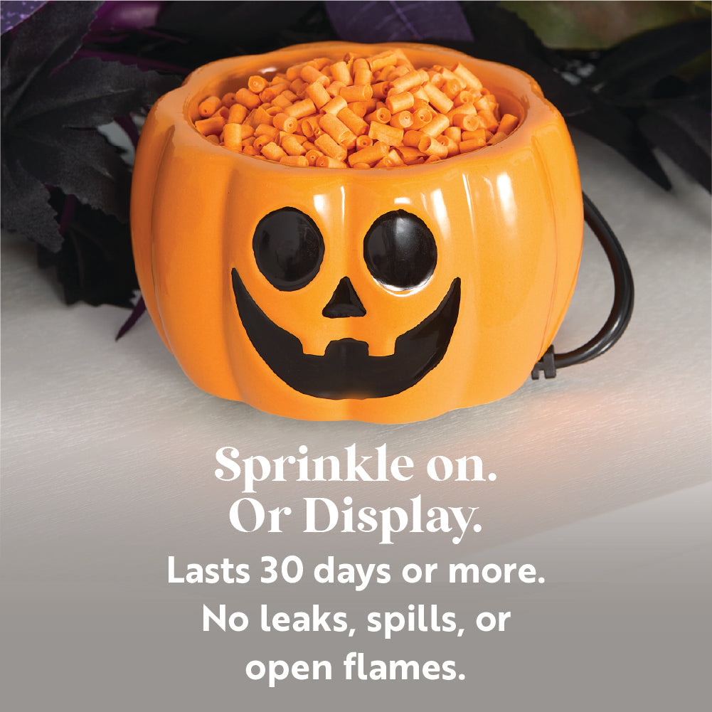 Pumpkin Fragrance Warmer with Halloween Scented Ribbons, 3 Piece Set