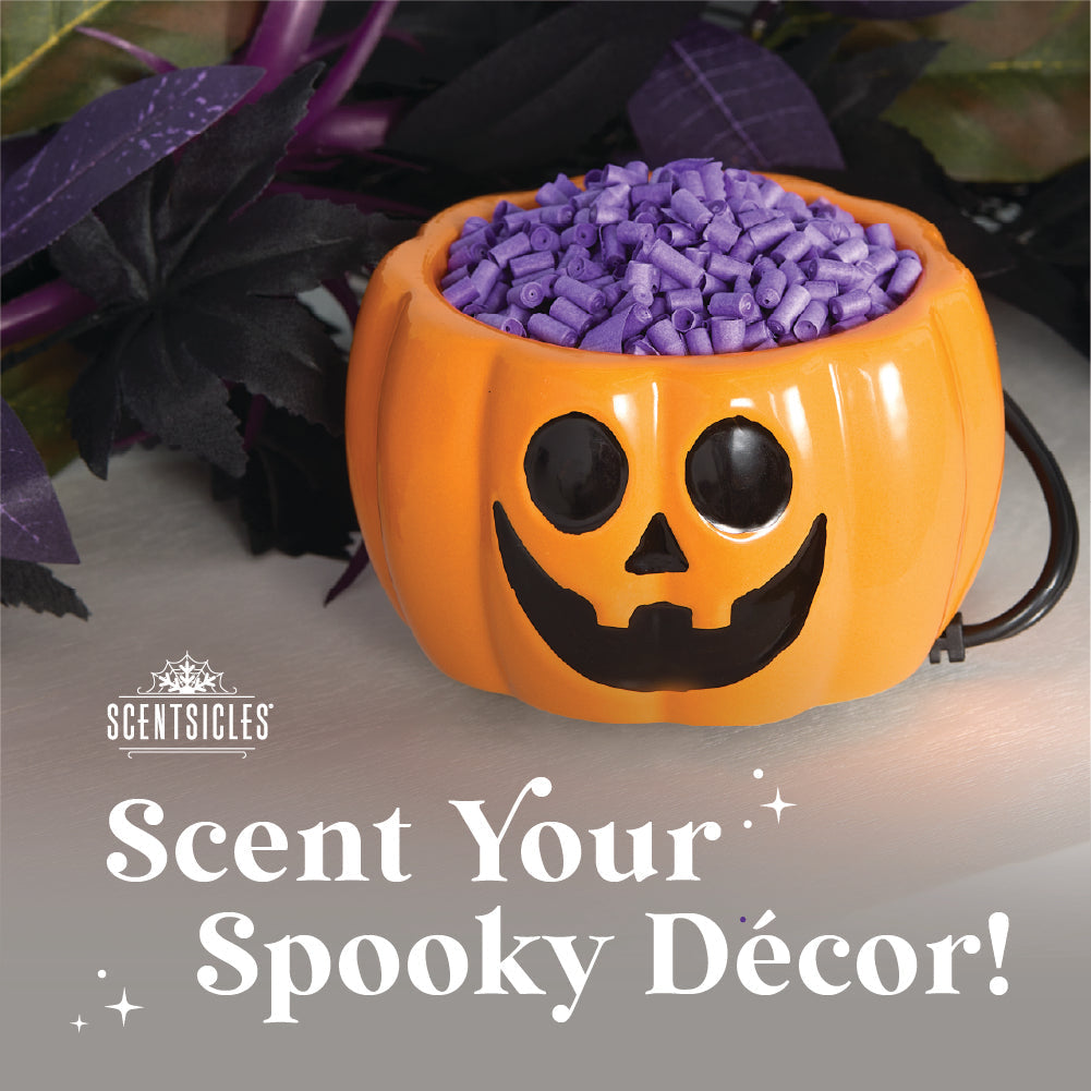 Pumpkin Fragrance Warmer with Halloween Scented Ribbons, 3 Piece Set
