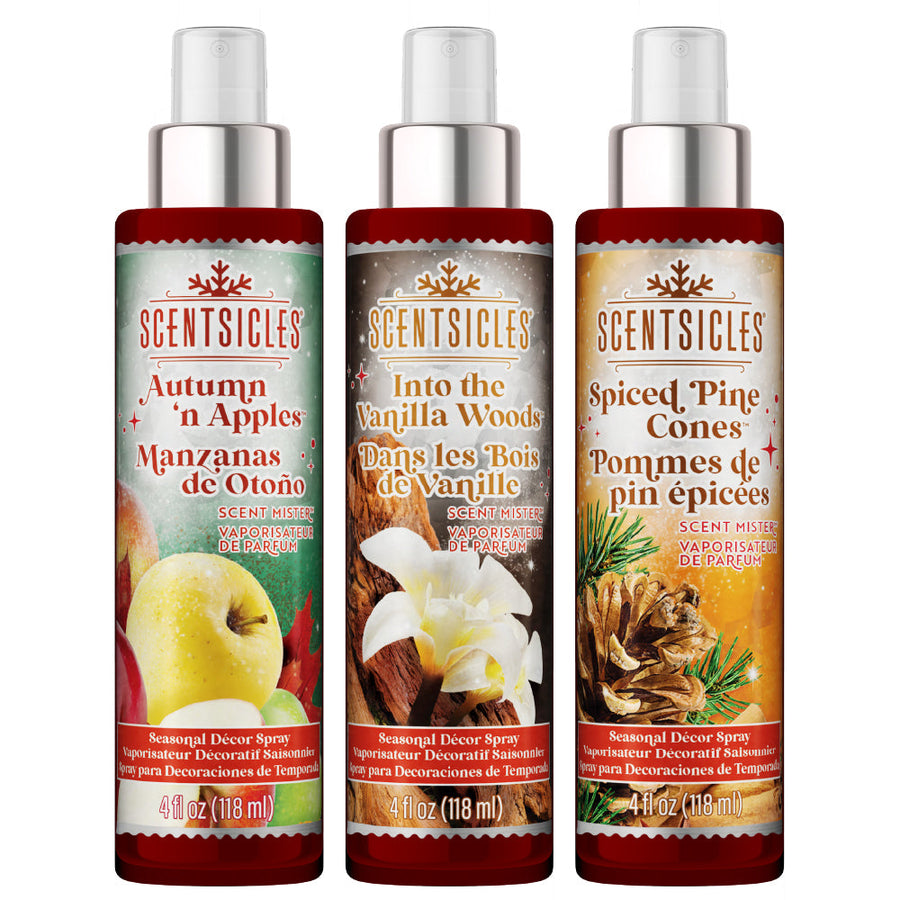 Autumn Scent Mister Trio, Vanilla Woods, Apple and Spiced Pine Cones