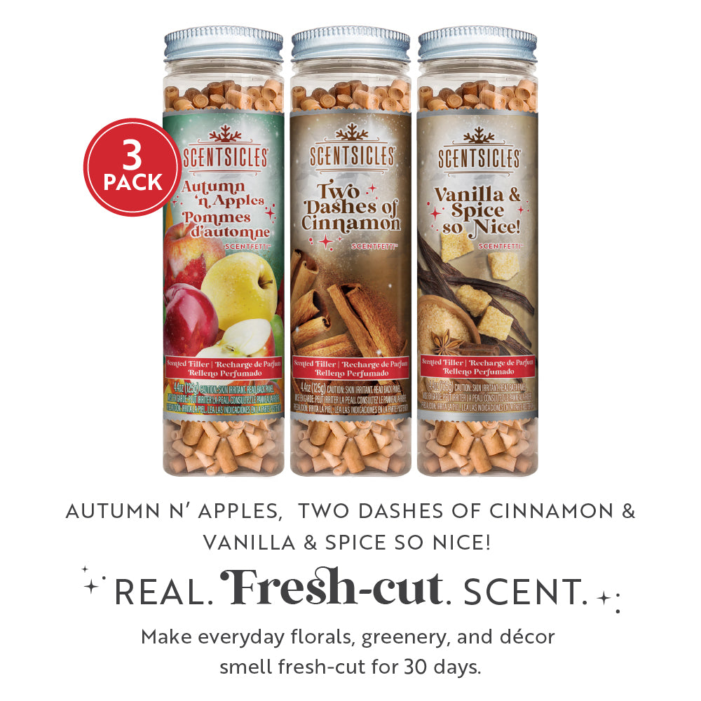 Autumn Scented Paper Ribbons Trio, Apple, Cinnamon and Vanilla Spice