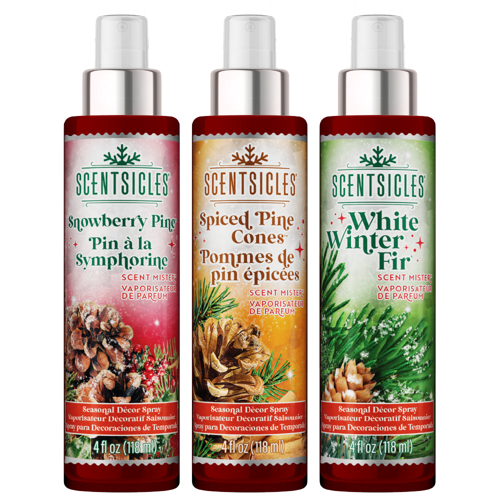Mister Trio de perfume festivo, abeto, pinho snowberry e pinhas temperadas