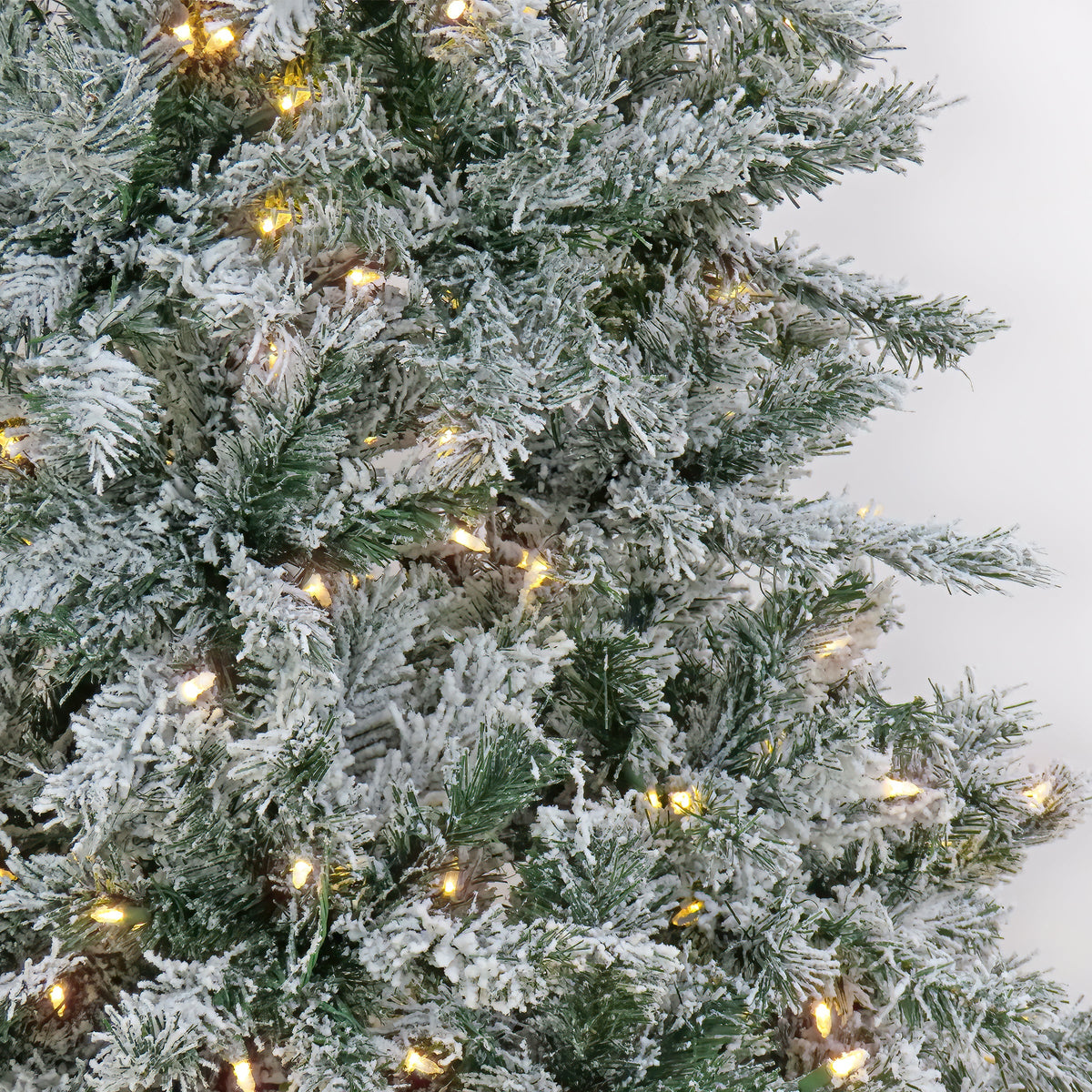 9ft Pre Lit Snowy Harwich Hinged Christmas Tree, Warm White LED