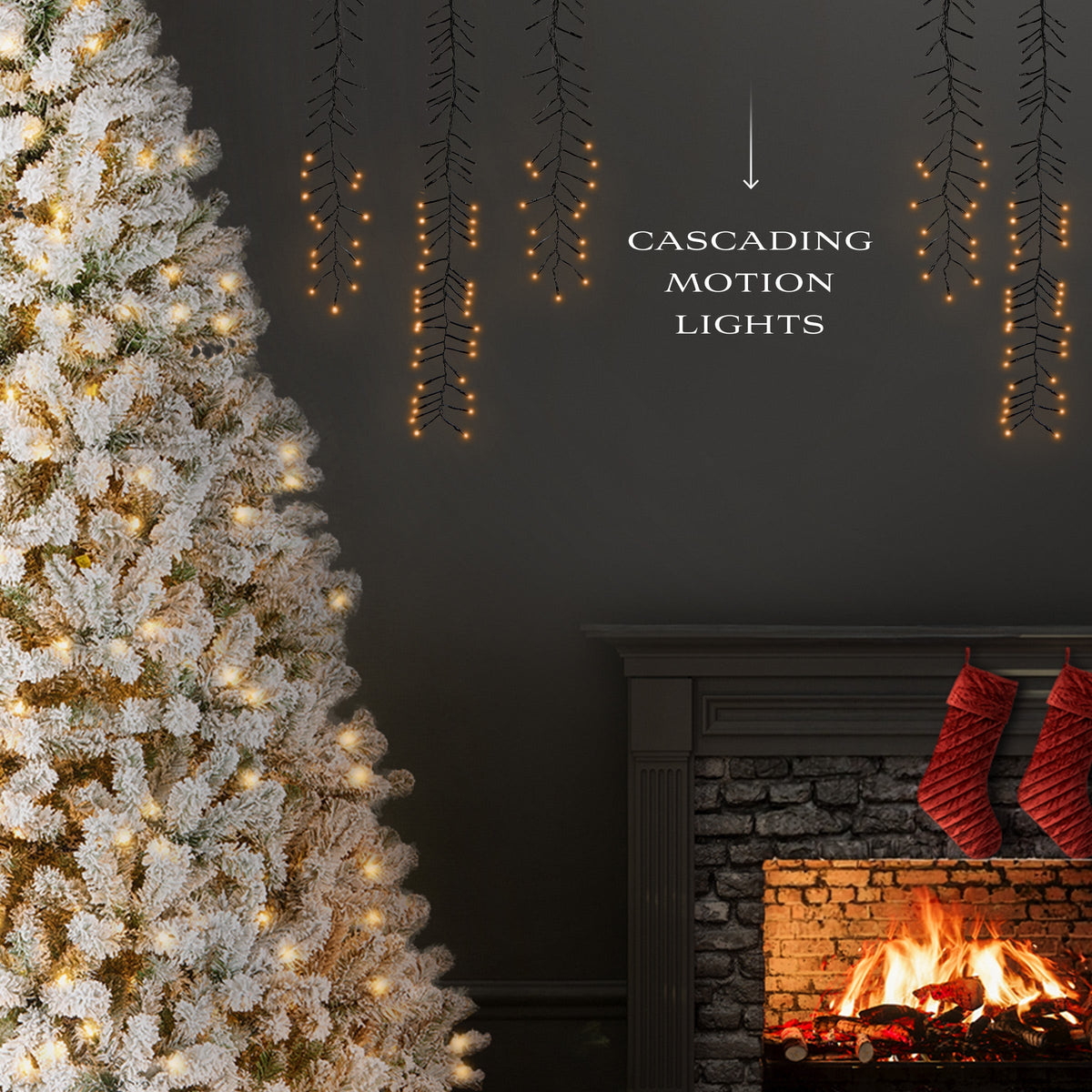 Meteor Shower Cascading LED String Lights, 3.7 m, Warm White, Pack of 3