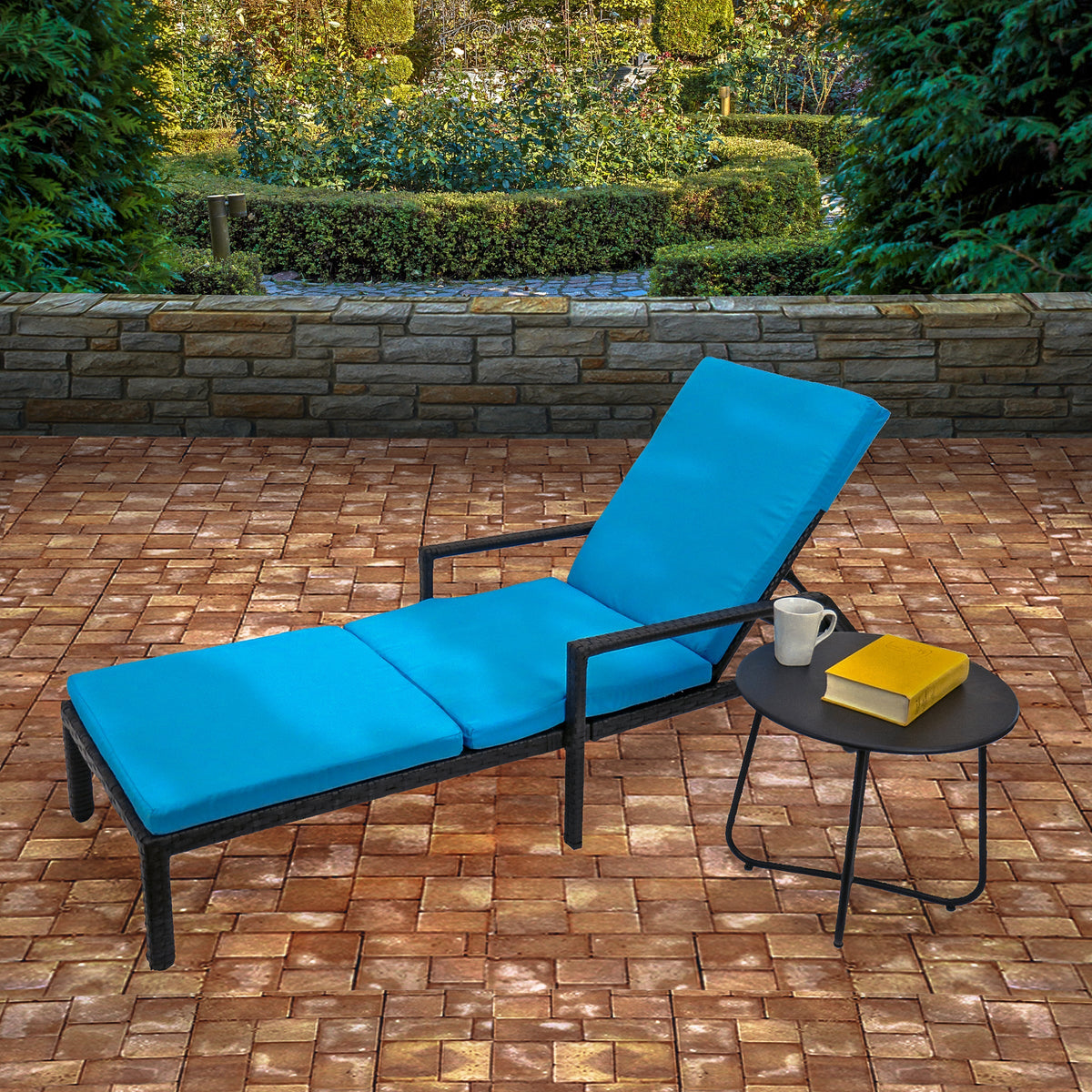 All Weather Rattan Effect Sun Lounger, 201 cm