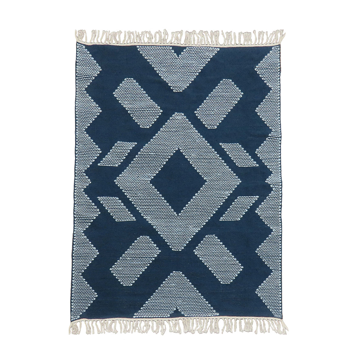 Indigo Blue Hand Woven Outdoor Rug, 122 x 183 cm