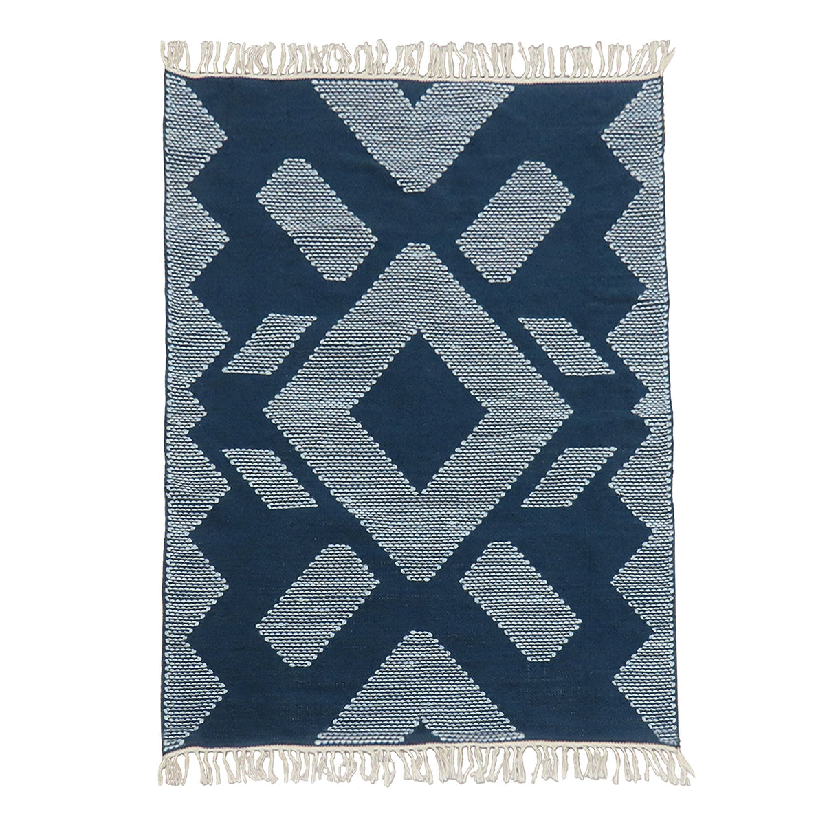 Indigo Blue Hand Woven Outdoor Rug, 152 x 213 cm