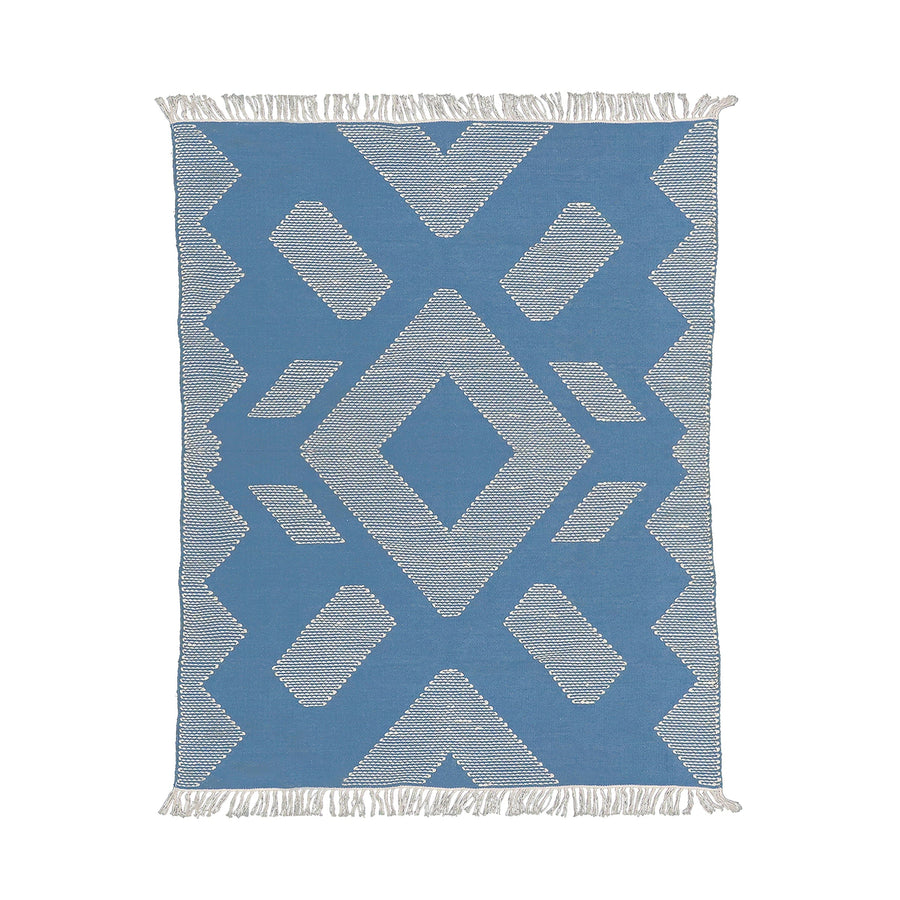 Dusty Blue Hand Woven Outdoor Rug, 122 x 183 cm