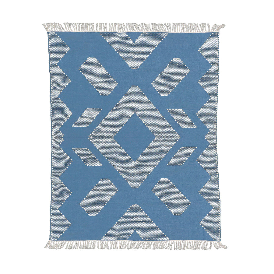 Dusty Blue Hand Woven Outdoor Rug, 152 x 213 cm