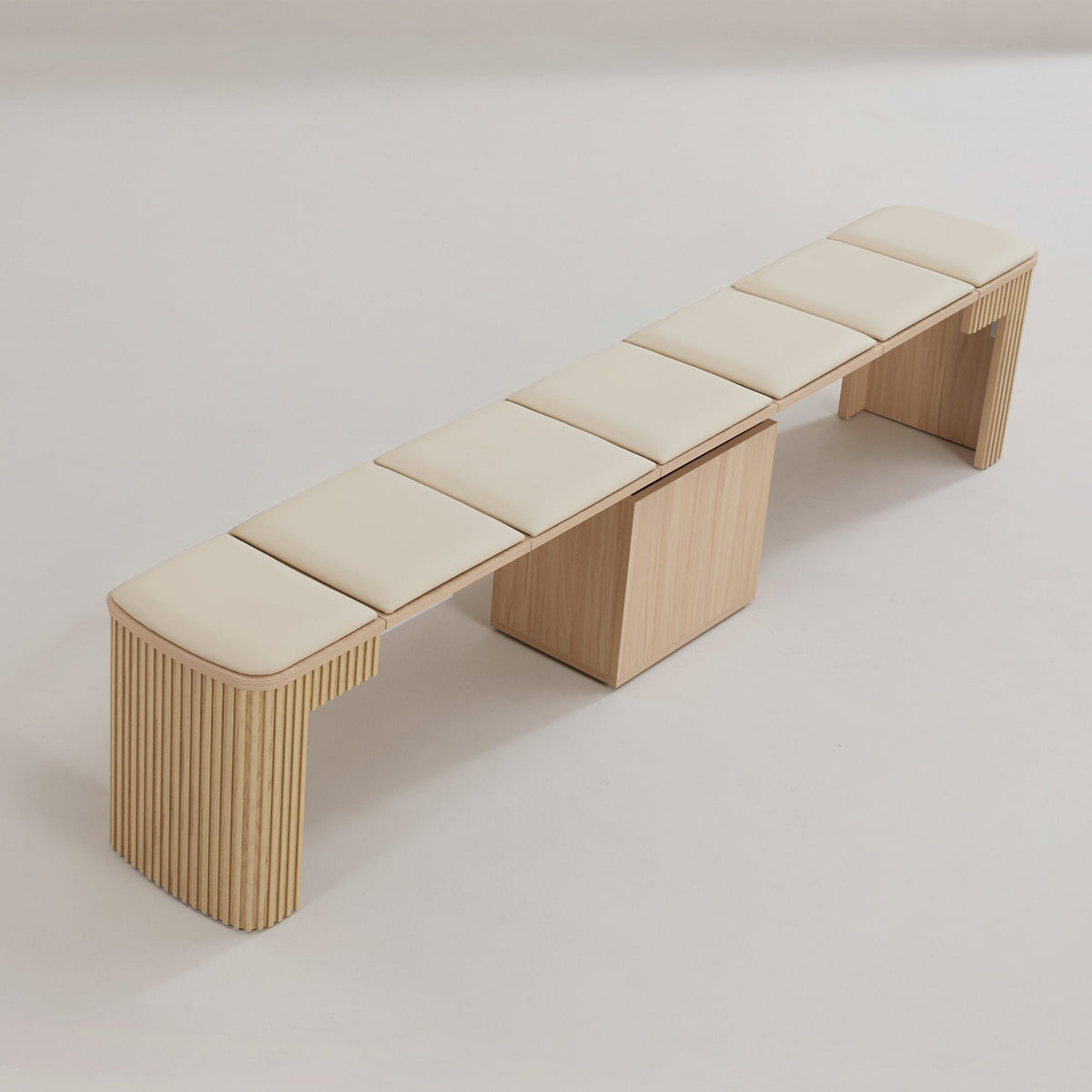 Curved Oak Extending Bench, 60 to 240 cm