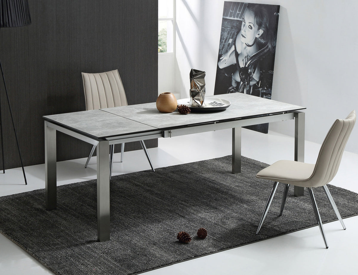 Grey Ceramic Glass Extending Dining Table, Seats 10