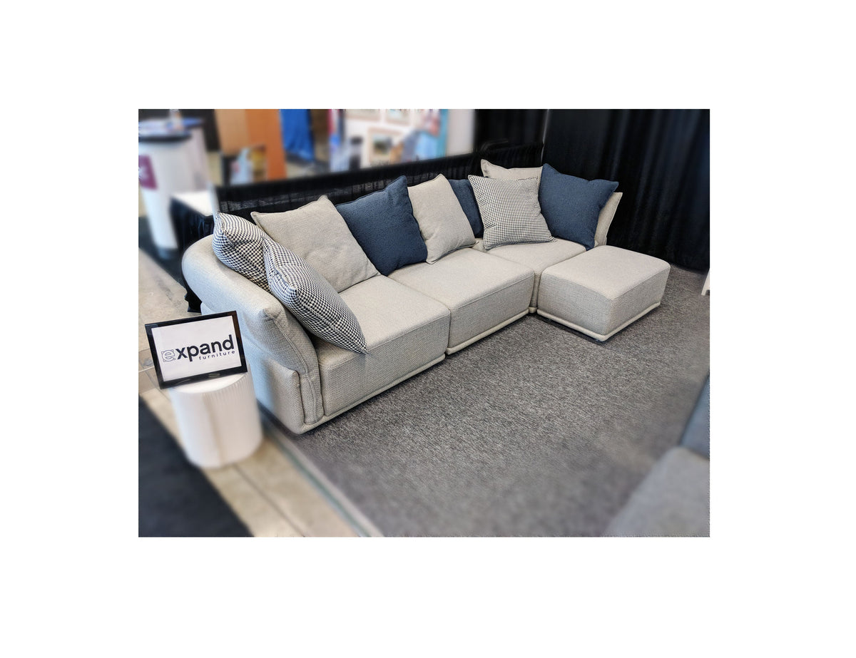 Grey Woven Mini Ottoman