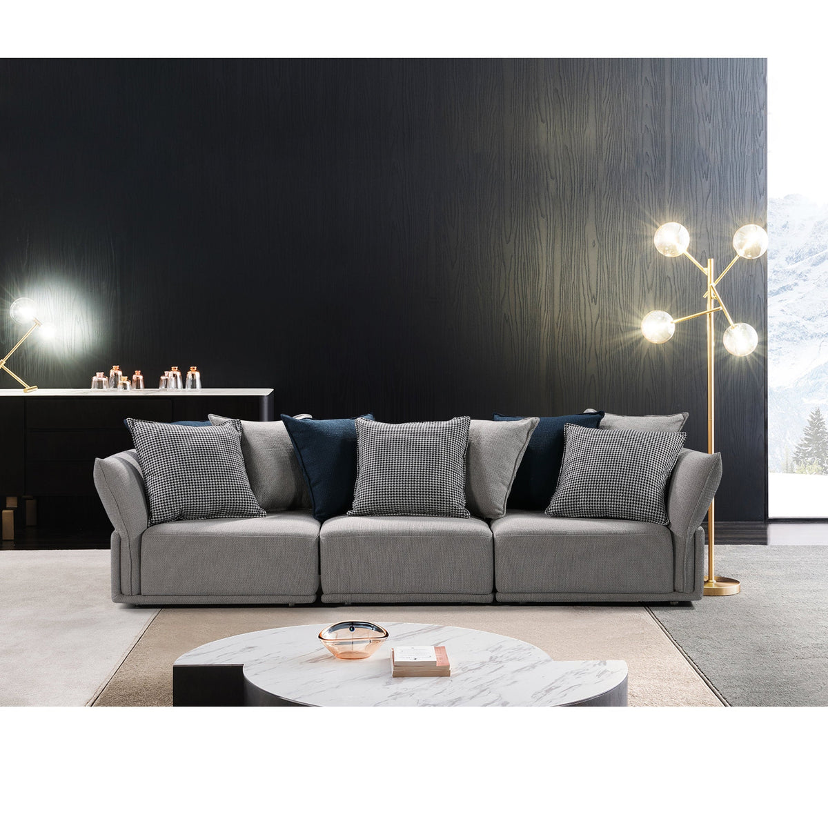 Grey Modular 3 Seat Sofa, Converts to Sleeper